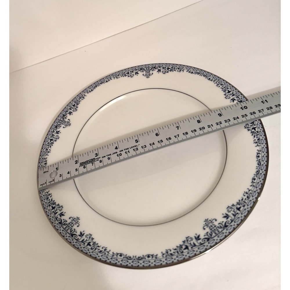 Noritake Charleston 7148 Bread Plates Ivory Blue Filigree Platinum Trim - Picture 4 of 4